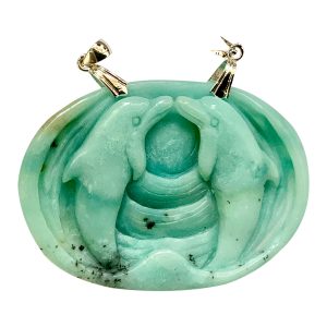 Amazonite Pair of Dolphin Gatekeepers Talisman Pendant